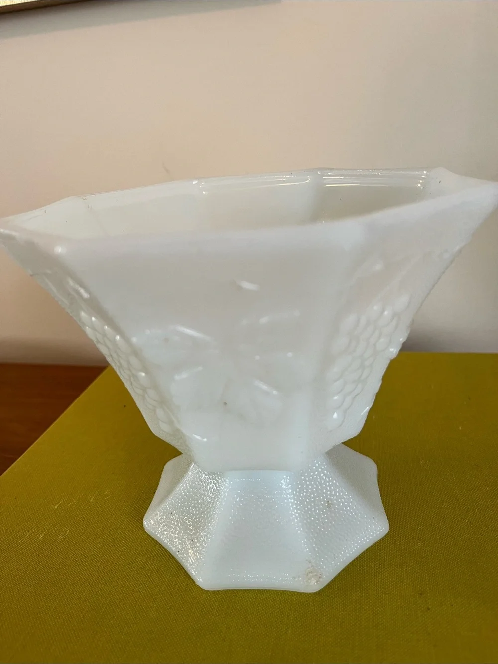 White Milk Glass Compote Vase